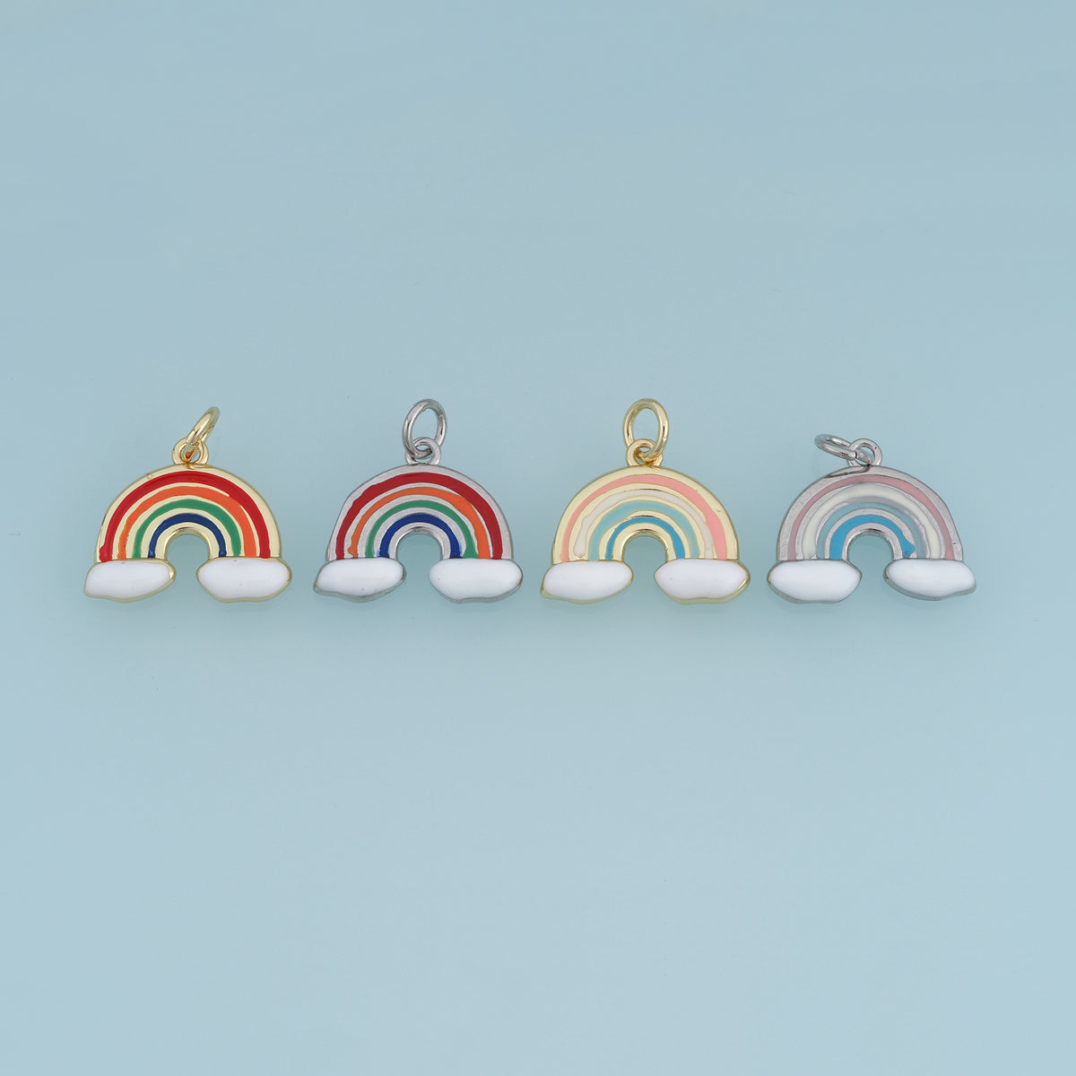 18K Gold & Silver Filled Rainbow Cloud Charm, Color Enamel Rainbow Pendant for Bracelet Necklace DIY Jewelry Making Supply