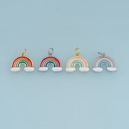 18K Gold & Silver Filled Rainbow Cloud Charm, Color Enamel Rainbow Pendant for Bracelet Necklace DIY Jewelry Making Supply