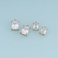 Rectangular Crystal Pendant,14K Gold Clear Faceted Gemstone Charm DIY Charm for Necklace Bracelet Making