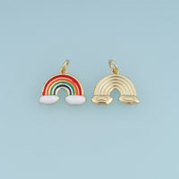 18K Gold & Silver Filled Rainbow Cloud Charm, Color Enamel Rainbow Pendant for Bracelet Necklace DIY Jewelry Making Supply