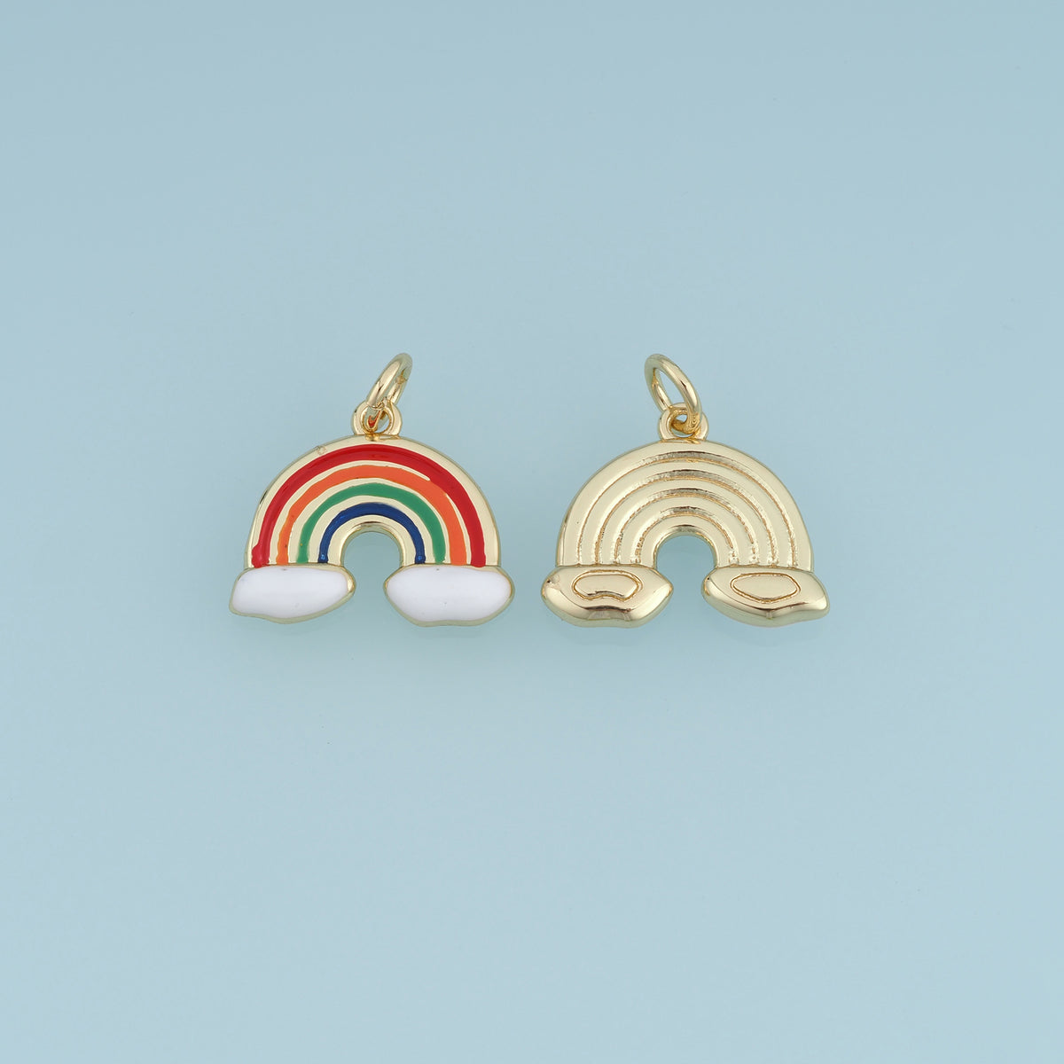 18K Gold & Silver Filled Rainbow Cloud Charm, Color Enamel Rainbow Pendant for Bracelet Necklace DIY Jewelry Making Supply