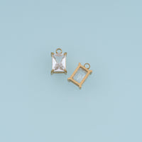 Rectangular Crystal Pendant,14K Gold Clear Faceted Gemstone Charm DIY Charm for Necklace Bracelet Making