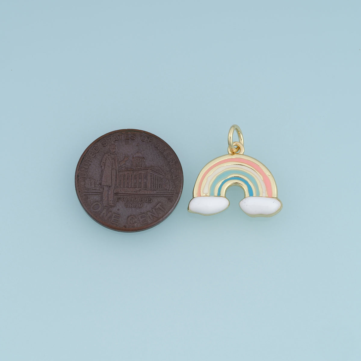 18K Gold & Silver Filled Rainbow Cloud Charm, Color Enamel Rainbow Pendant for Bracelet Necklace DIY Jewelry Making Supply