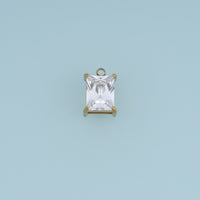 Rectangular Crystal Pendant,14K Gold Clear Faceted Gemstone Charm DIY Charm for Necklace Bracelet Making