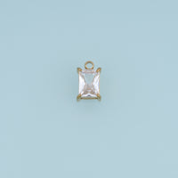 Rectangular Crystal Pendant,14K Gold Clear Faceted Gemstone Charm DIY Charm for Necklace Bracelet Making