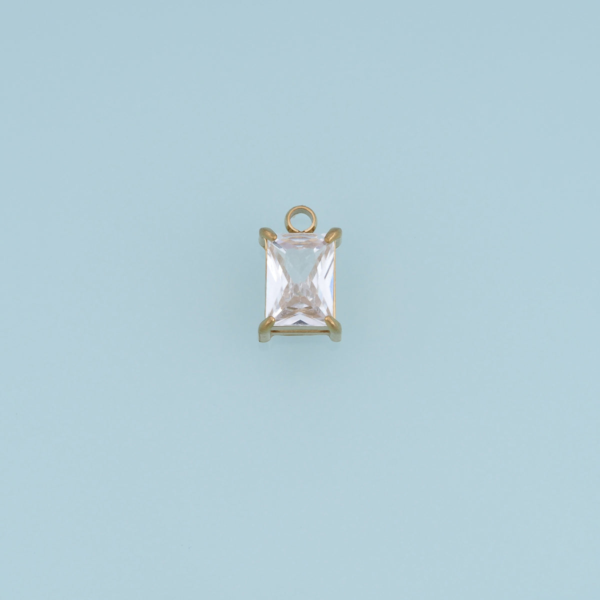 Rectangular Crystal Pendant,14K Gold Clear Faceted Gemstone Charm DIY Charm for Necklace Bracelet Making