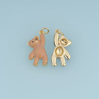 18K Gold & Silver Filled Enamel Teddy Bear Charm, Cute Hanging Bear Pendant for Bracelet Necklace DIY Jewelry Making Supply