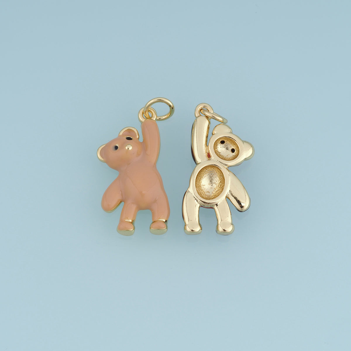 18K Gold & Silver Filled Enamel Teddy Bear Charm, Cute Hanging Bear Pendant for Bracelet Necklace DIY Jewelry Making Supply