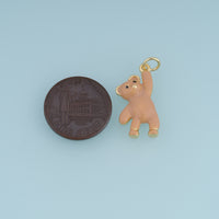 18K Gold & Silver Filled Enamel Teddy Bear Charm, Cute Hanging Bear Pendant for Bracelet Necklace DIY Jewelry Making Supply