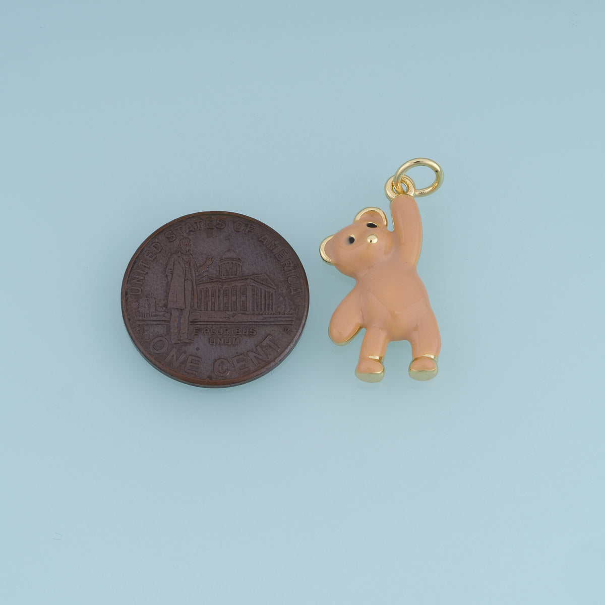 18K Gold & Silver Filled Enamel Teddy Bear Charm, Cute Hanging Bear Pendant for Bracelet Necklace DIY Jewelry Making Supply