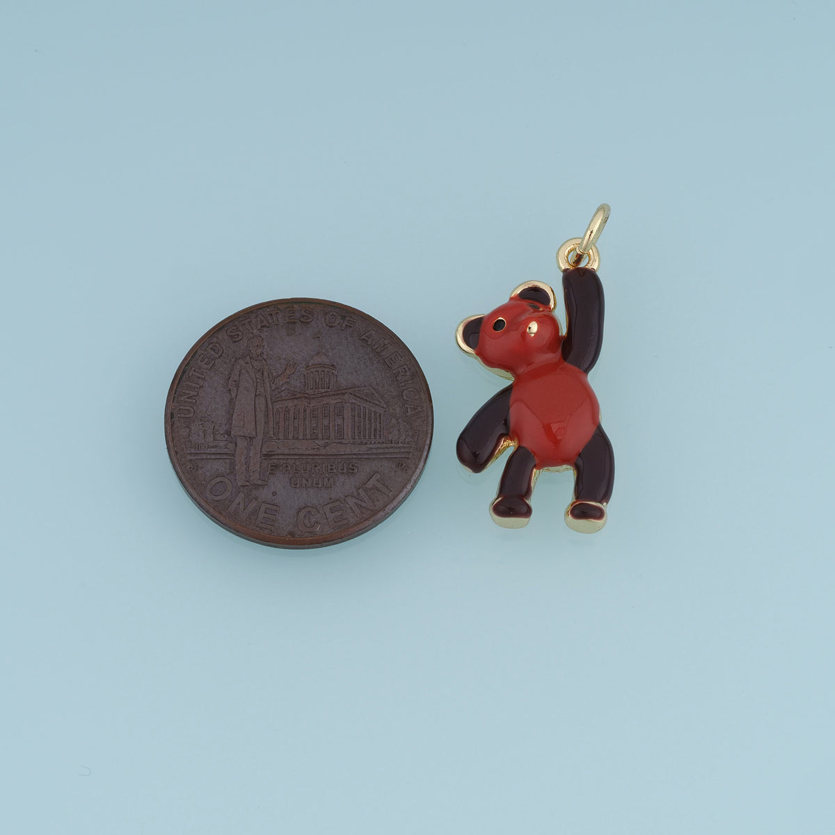 18K Gold & Silver Filled Enamel Teddy Bear Charm, Cute Hanging Bear Pendant for Bracelet Necklace DIY Jewelry Making Supply