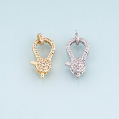 18K Gold Filled CZ Lobster Clasp Pendant,Light Luxury Lobster Clasp Bracelet Necklace for DIY Jewelry Making Supply