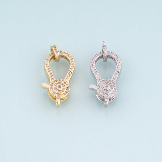 18K Gold Filled CZ Lobster Clasp Pendant,Light Luxury Lobster Clasp Bracelet Necklace for DIY Jewelry Making Supply