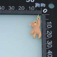 18K Gold & Silver Filled Enamel Teddy Bear Charm, Cute Hanging Bear Pendant for Bracelet Necklace DIY Jewelry Making Supply