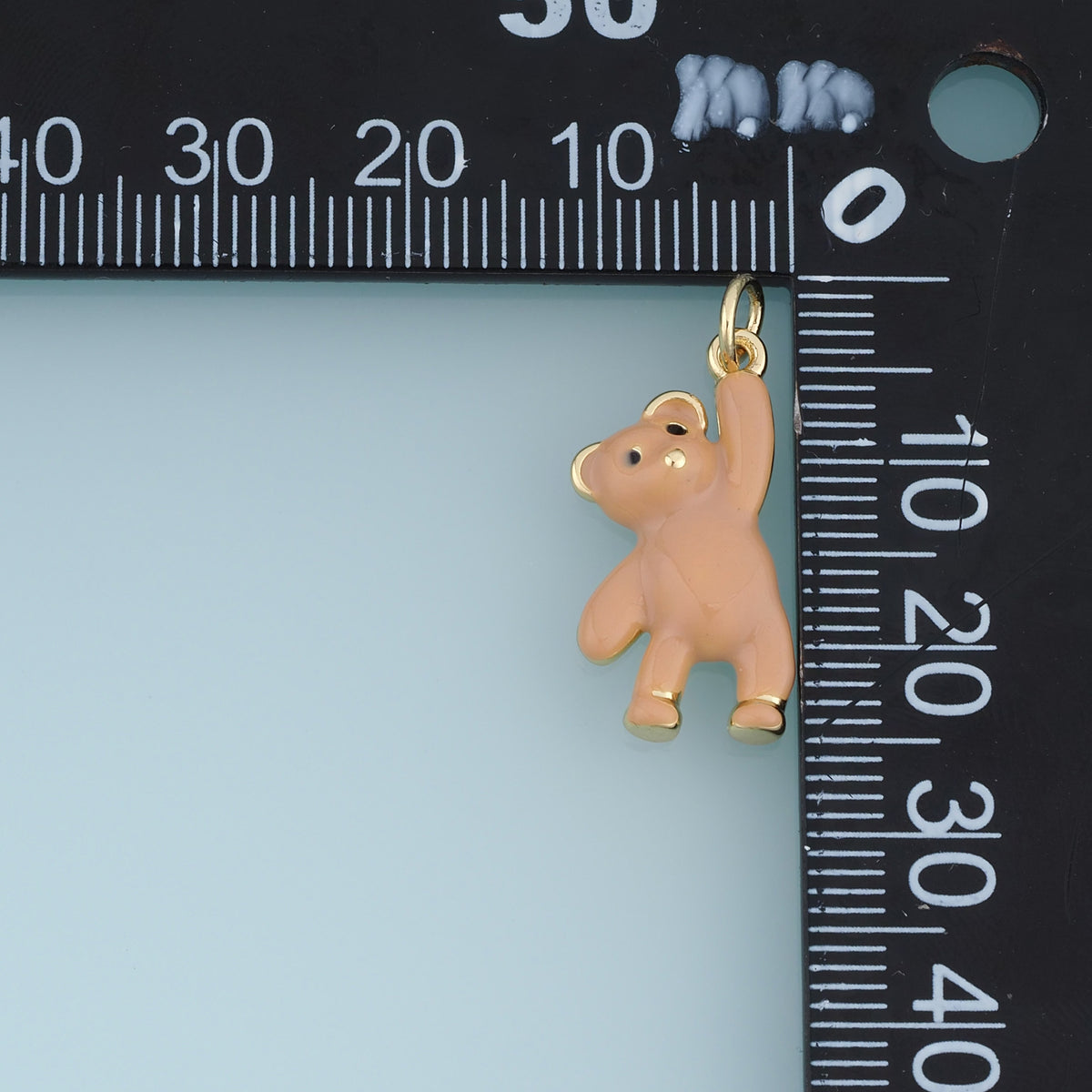 18K Gold & Silver Filled Enamel Teddy Bear Charm, Cute Hanging Bear Pendant for Bracelet Necklace DIY Jewelry Making Supply