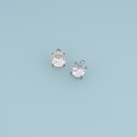 Round Crystal Pendant,14K Gold Silver Clear Faceted Stone Charm DIY Charm for Necklace Bracelet Making