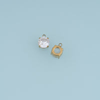 Round Crystal Pendant,14K Gold Silver Clear Faceted Stone Charm DIY Charm for Necklace Bracelet Making