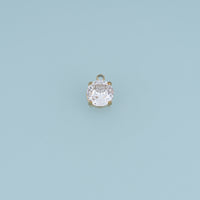 Round Crystal Pendant,14K Gold Silver Clear Faceted Stone Charm DIY Charm for Necklace Bracelet Making