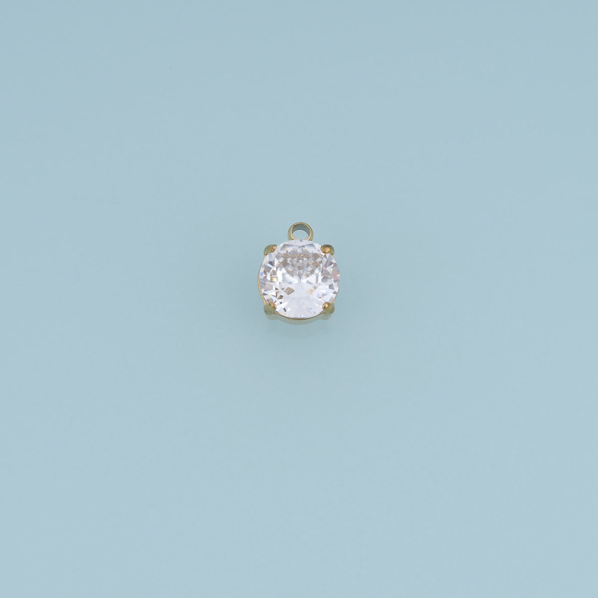 Round Crystal Pendant,14K Gold Silver Clear Faceted Stone Charm DIY Charm for Necklace Bracelet Making