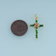 18K Gold Filled Enamel Rose Cross Charm, Floral Cross Pendant with Rose Flower Detail for Bracelet Necklace DIY Jewelry Making Supply
