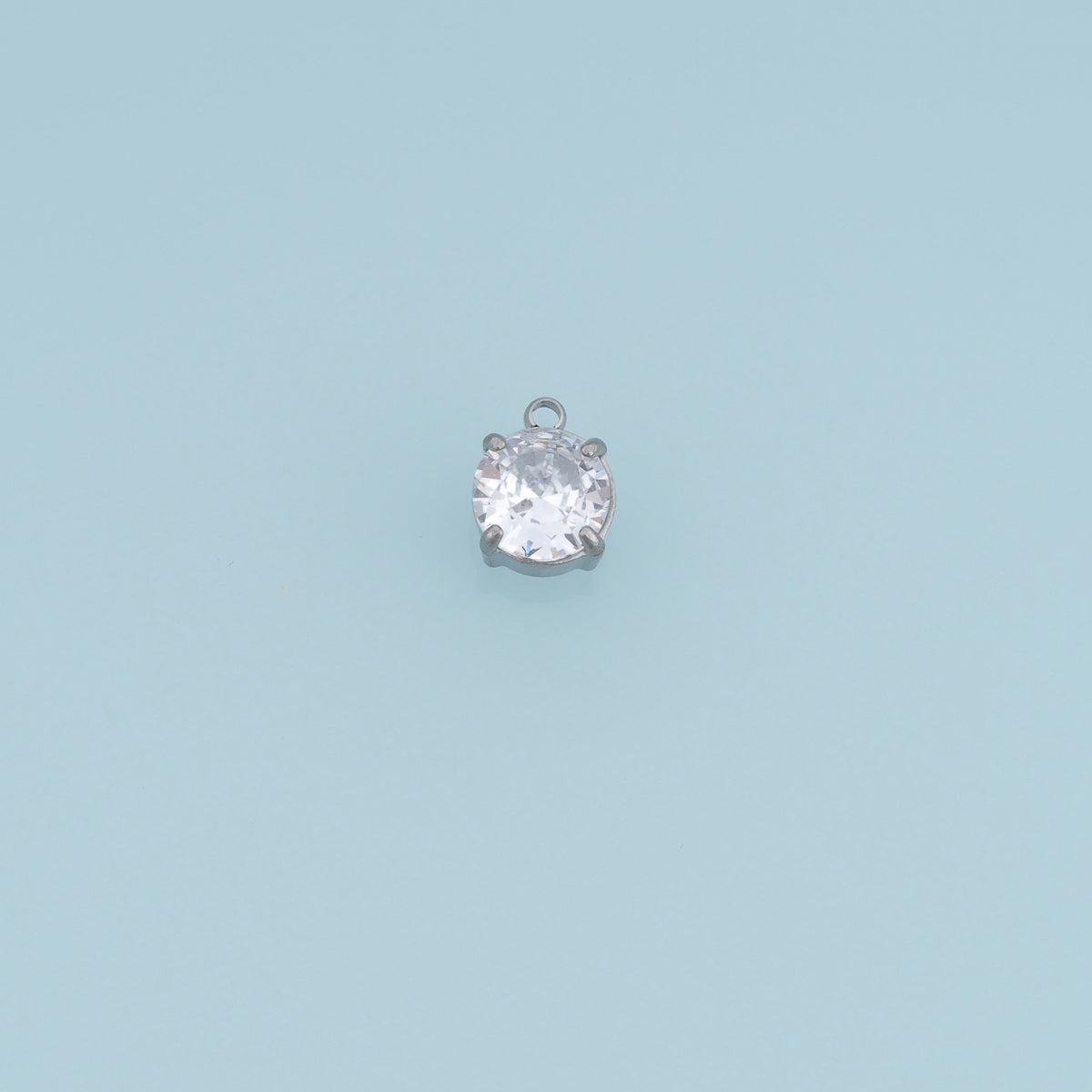 Round Crystal Pendant,14K Gold Silver Clear Faceted Stone Charm DIY Charm for Necklace Bracelet Making