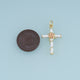 18K Gold Filled Enamel Rose Cross Charm, Floral Cross Pendant with Rose Flower Detail for Bracelet Necklace DIY Jewelry Making Supply