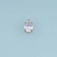Oval Crystal Pendant,14K Gold Green Clear Faceted Gemstone Charm DIY Charm for Necklace Bracelet Making