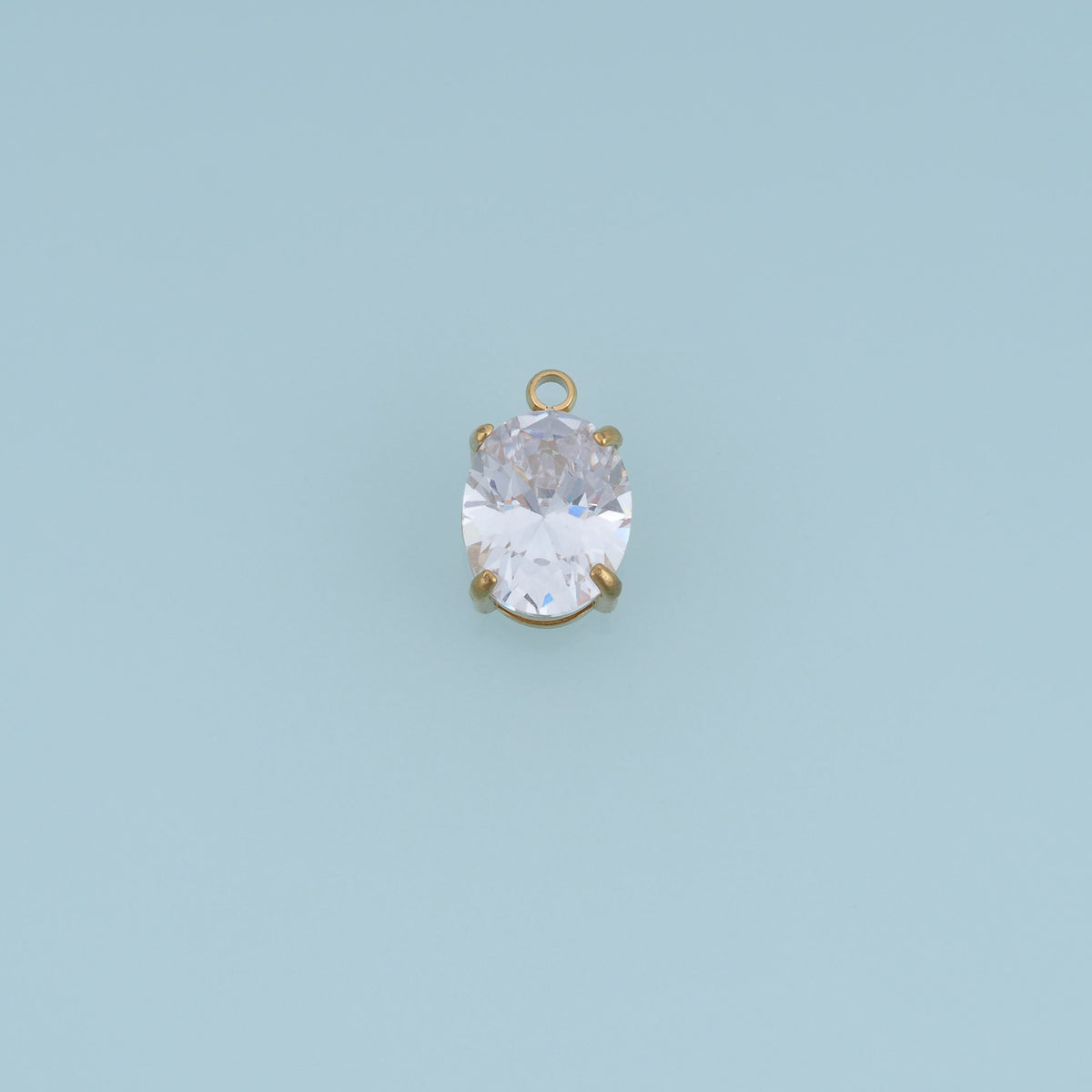Oval Crystal Pendant,14K Gold Green Clear Faceted Gemstone Charm DIY Charm for Necklace Bracelet Making