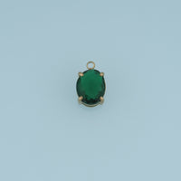 Oval Crystal Pendant,14K Gold Green Clear Faceted Gemstone Charm DIY Charm for Necklace Bracelet Making