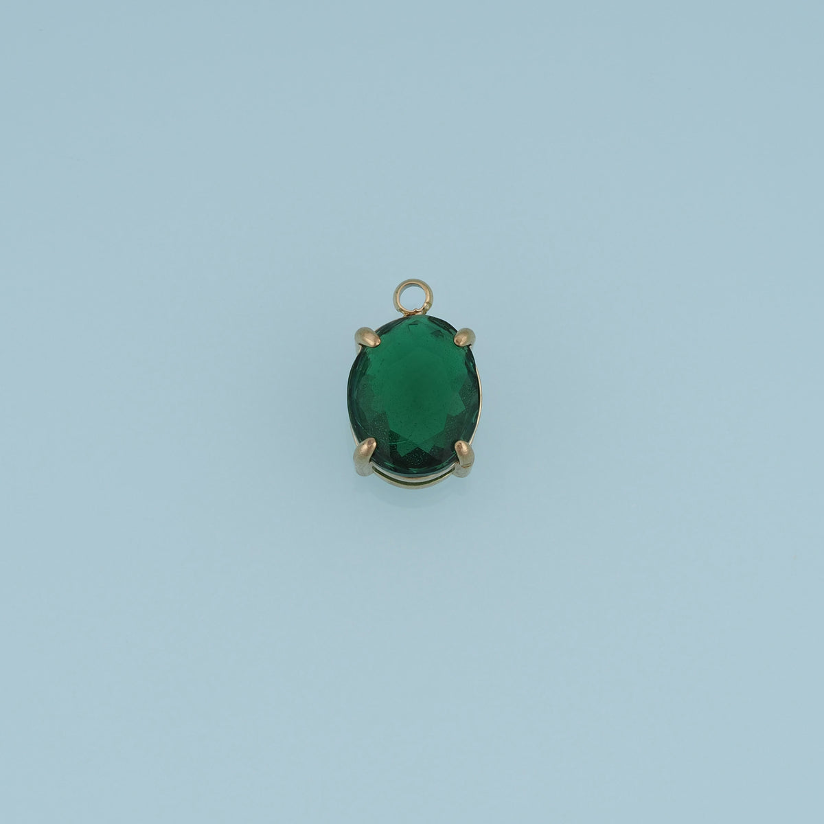Oval Crystal Pendant,14K Gold Green Clear Faceted Gemstone Charm DIY Charm for Necklace Bracelet Making