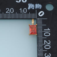Rectangular Crystal Pendant,14K Gold Orange Pink Faceted Gemstone Charm DIY Charm for Necklace Bracelet Making