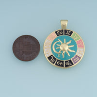 18K Gold & Silver Filled Zodiac Wheel Charm, Enamel Astrology Sun Moon Round Pendant for DIY Bracelet Necklace Making