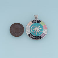 18K Gold & Silver Filled Zodiac Wheel Charm, Enamel Astrology Sun Moon Round Pendant for DIY Bracelet Necklace Making