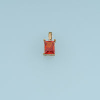 Rectangular Crystal Pendant,14K Gold Orange Pink Faceted Gemstone Charm DIY Charm for Necklace Bracelet Making
