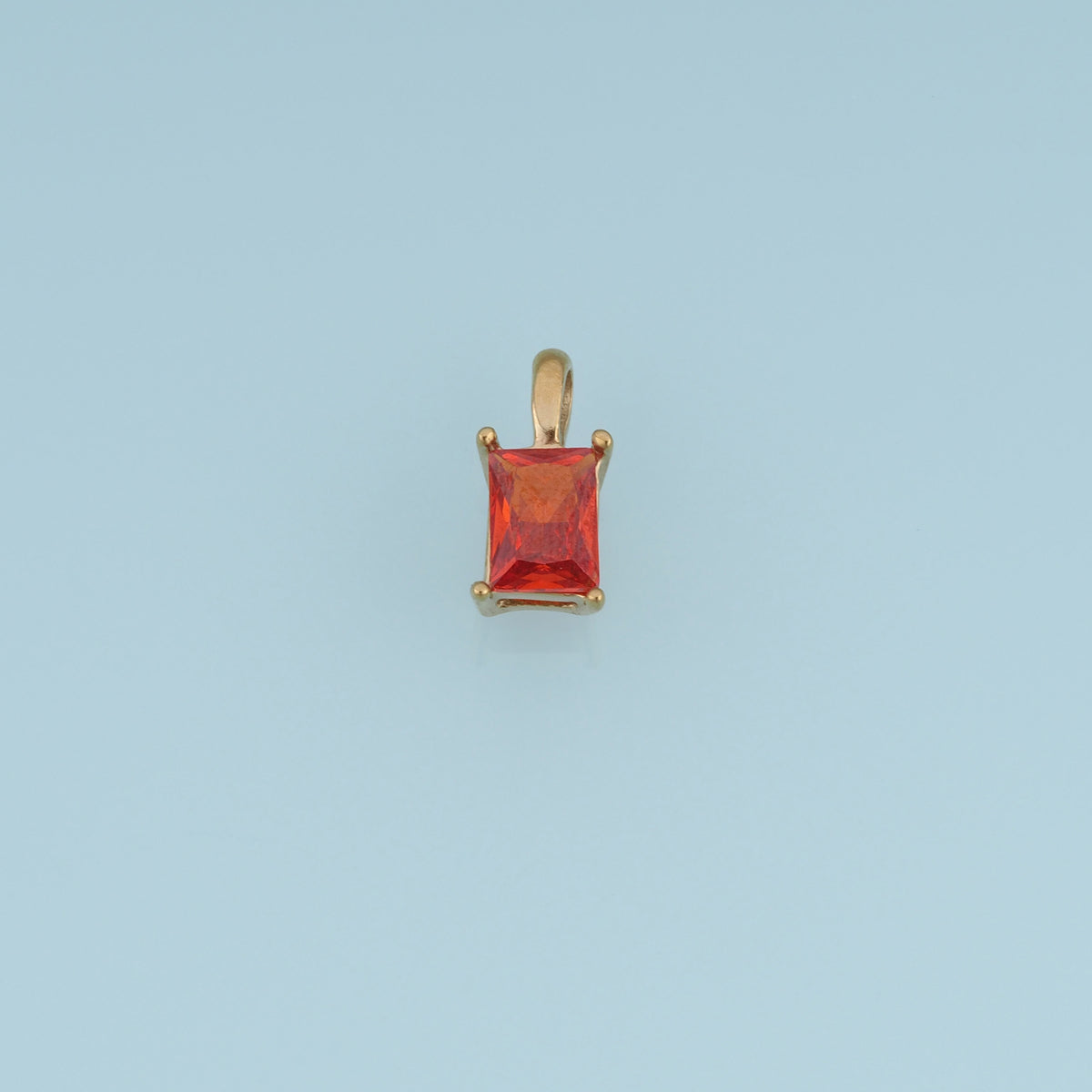 Rectangular Crystal Pendant,14K Gold Orange Pink Faceted Gemstone Charm DIY Charm for Necklace Bracelet Making