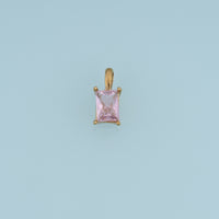 Rectangular Crystal Pendant,14K Gold Orange Pink Faceted Gemstone Charm DIY Charm for Necklace Bracelet Making