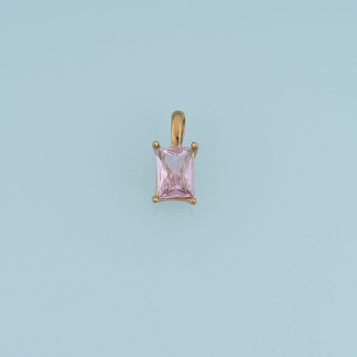 Rectangular Crystal Pendant,14K Gold Orange Pink Faceted Gemstone Charm DIY Charm for Necklace Bracelet Making