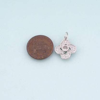 18K Gold Filled CZ Flower Pendant,Flower Charm Bracelet Necklace for DIY Jewelry Making Supply