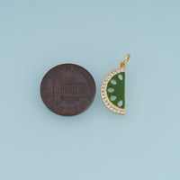 18K Gold Filled Enamel Watermelon Slice Charm, CZ Paved Fruit Pendant for DIY Bracelet & Necklace Jewelry Making
