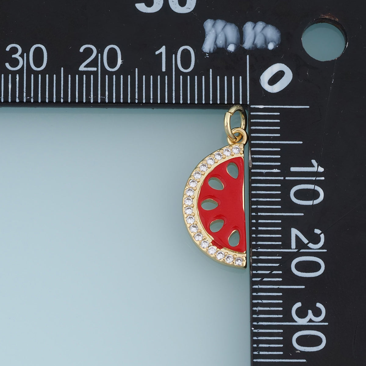 18K Gold Filled Enamel Watermelon Slice Charm, CZ Paved Fruit Pendant for DIY Bracelet & Necklace Jewelry Making