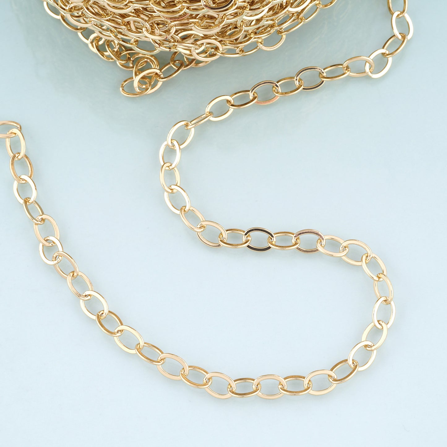 18K Gold Filled Oval Chain,Oval Chain Bracelet Necklace for DIY Jewelry Making Supply
