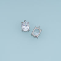 Oval Crystal Pendant,14K Gold Silver Clear Faceted Stone Charm DIY Charm for Necklace Bracelet Making
