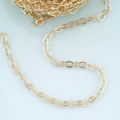 18K Gold Filled Oval Chain,Oval Chain Bracelet Necklace for DIY Jewelry Making Supply