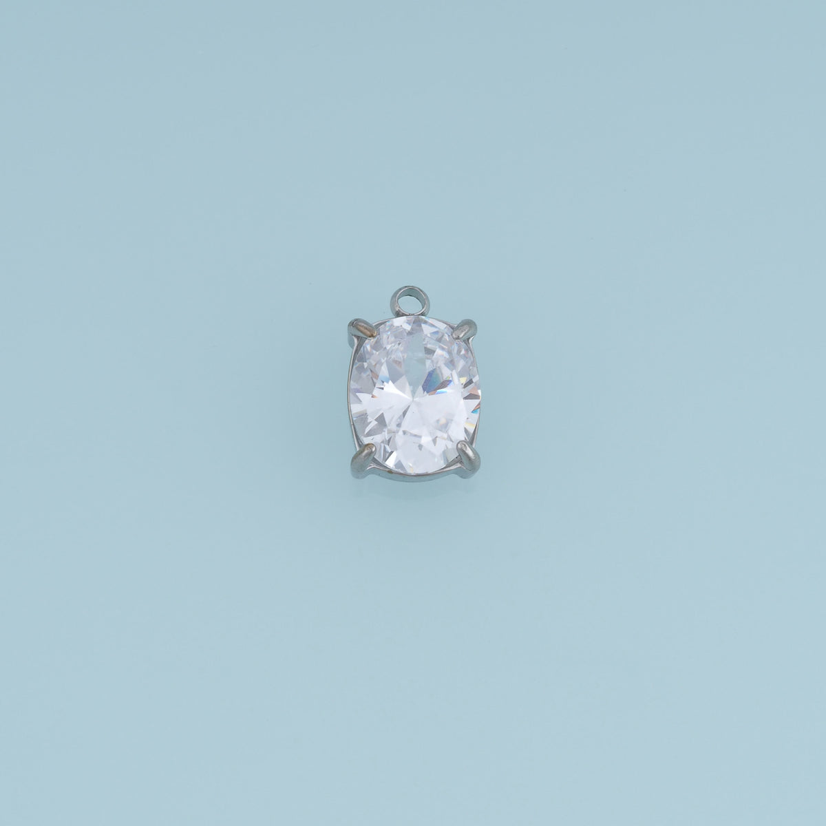 Oval Crystal Pendant,14K Gold Silver Clear Faceted Stone Charm DIY Charm for Necklace Bracelet Making