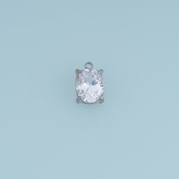 Oval Crystal Pendant,14K Gold Silver Clear Faceted Stone Charm DIY Charm for Necklace Bracelet Making