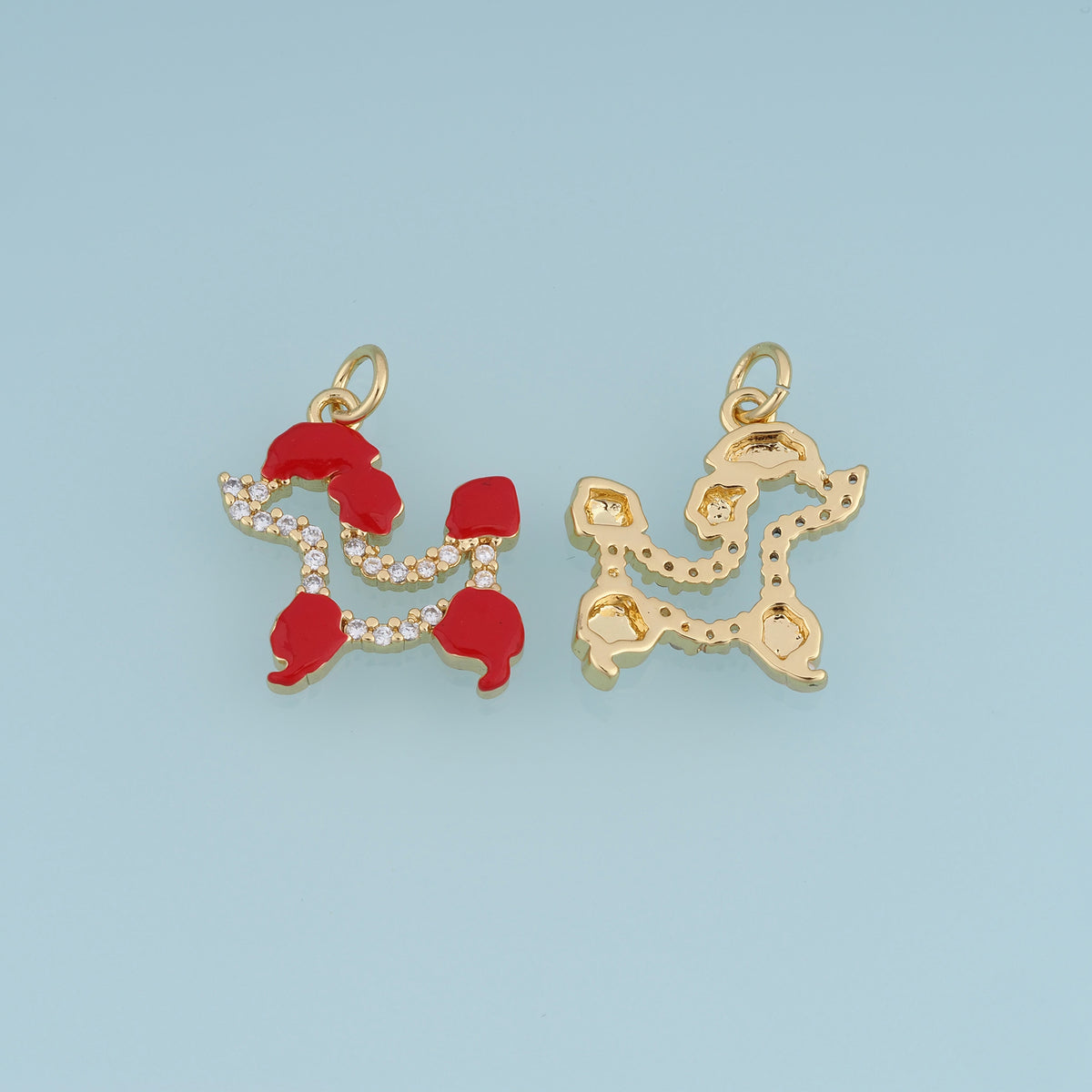 18K Gold Filled Enamel Dog Charm, CZ Paved Puppy Silhouette Pendant for DIY Bracelet & Necklace Jewelry Making