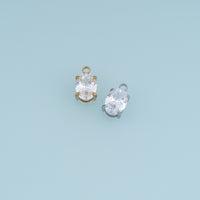 Oval Crystal Pendant,14K Gold Silver Clear Faceted Gemstone Charm DIY Charm for Necklace Bracelet Making