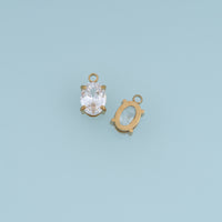 Oval Crystal Pendant,14K Gold Silver Clear Faceted Gemstone Charm DIY Charm for Necklace Bracelet Making