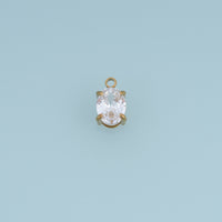 Oval Crystal Pendant,14K Gold Silver Clear Faceted Gemstone Charm DIY Charm for Necklace Bracelet Making
