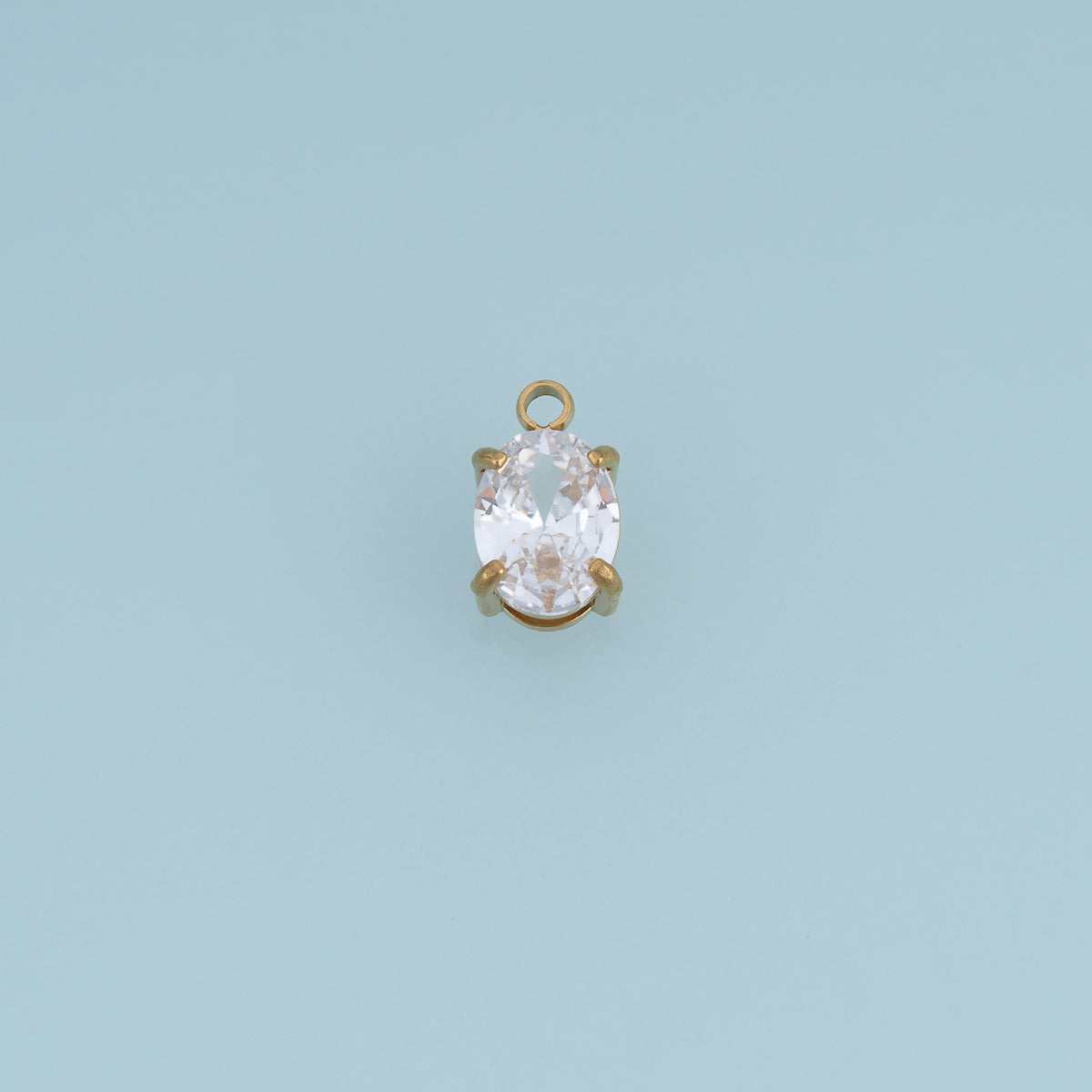 Oval Crystal Pendant,14K Gold Silver Clear Faceted Gemstone Charm DIY Charm for Necklace Bracelet Making